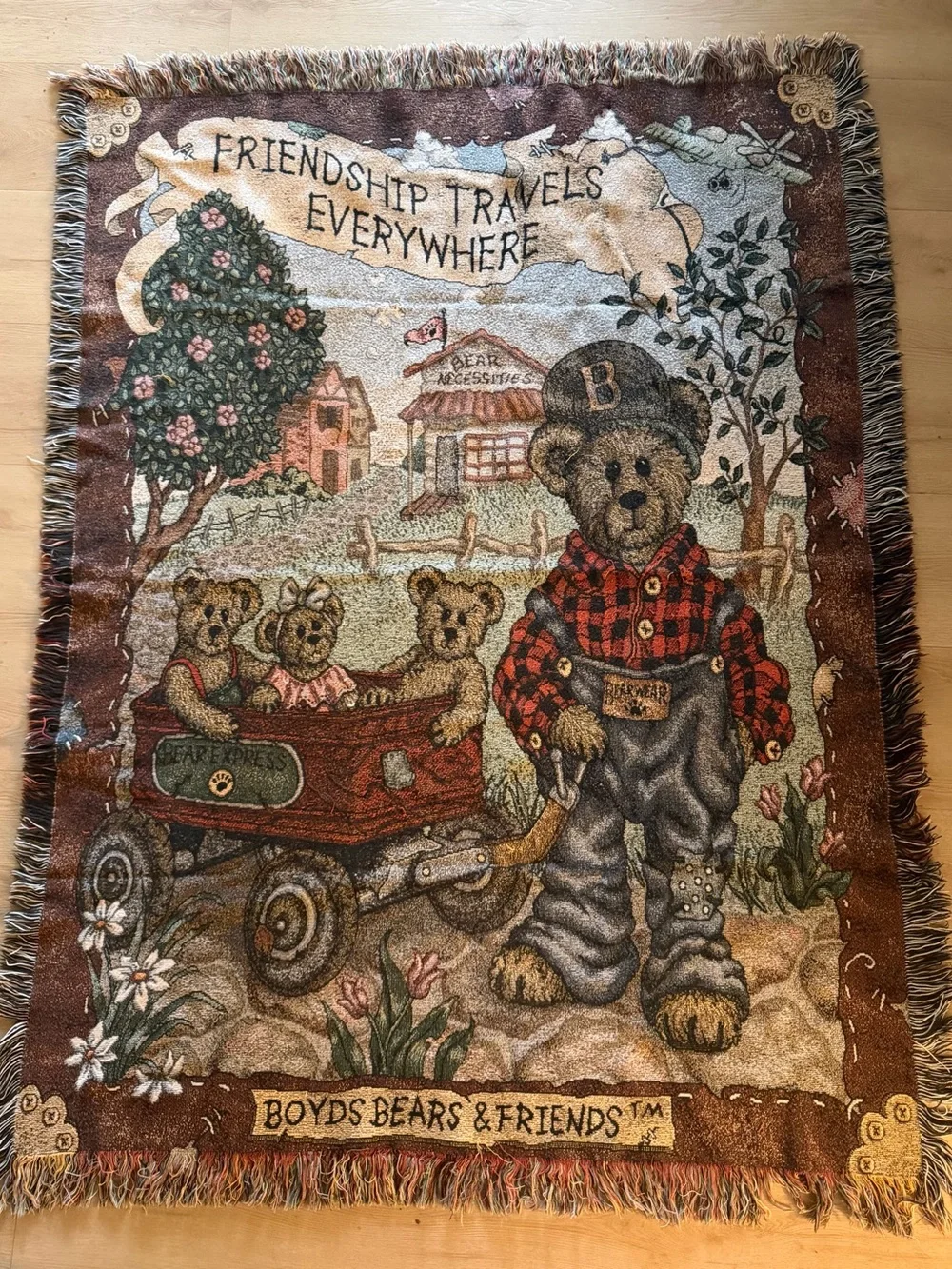 Boyds Bears & Friends Brown Teddy Wall Throw - Friendship Travels Everywhere